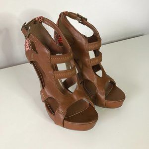 CALL IT SPRING High heel Platform Brown Sandals with Snake Print